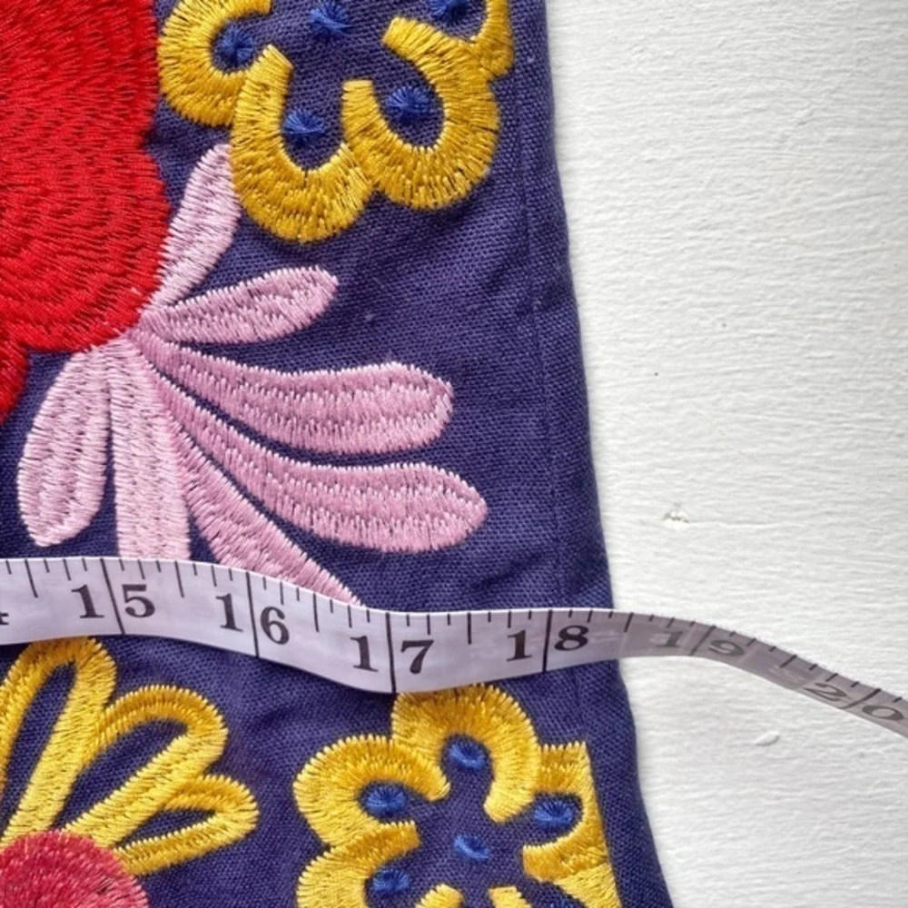 Andree By Unit‎ Embroidered Appliqué Big Bold Floral Shift Dress Linen Blend - Picture 10 of 13